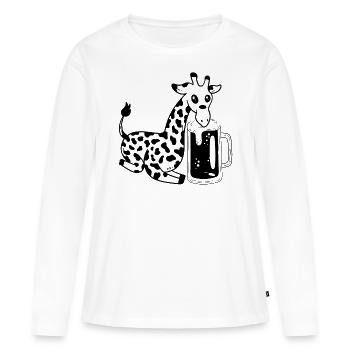 Giraffe Beer Funny Giraffe - Frauen Premium Bio Langarmshirt - Weiß - Vorne - Julia (174cm)