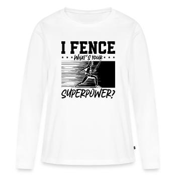 I Fence Qu’est-ce que votre escrime à l’épée escrimeuse à l’épée - T-shirt manches longues Premium bio Femme - blanc - Devant - Julia (174cm)