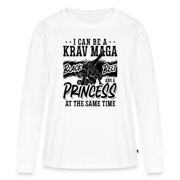 Je peux être un Krav Maga Close Combat Princess Fighter - T-shirt manches longues Premium bio Femme - blanc - Devant - Julia (174cm)