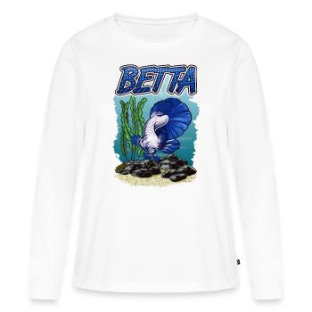 Betta Fish Aquarium pour les pisciculteurs - T-shirt manches longues Premium bio Femme - blanc - Devant - Julia (174cm)