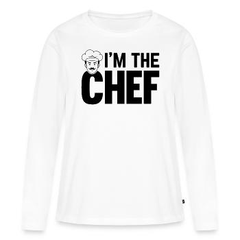 I’m The Chef - Drôle de cuisinier Chef cuisinier Chef’s - T-shirt manches longues Premium bio Femme - blanc - Devant - Julia (174cm)
