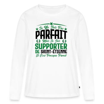 je ne suis pas parfait supporteur de Saint Étienne - T-shirt manches longues Premium bio Femme - blanc - Devant - Julia (174cm)