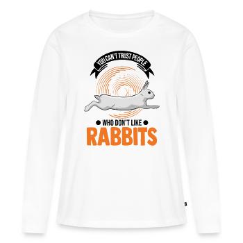 Lapin lapin lapin lapin - T-shirt manches longues Premium bio Femme - blanc - Devant - Julia (174cm)