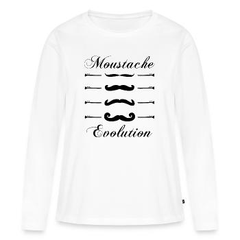 moustaches évolution, Idée cadeau d'élégance. - T-shirt manches longues Premium bio Femme - blanc - Devant - Julia (174cm)