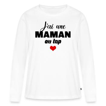 J'ai une maman au top - T-shirt manches longues Premium bio Femme - blanc - Devant - Julia (174cm)