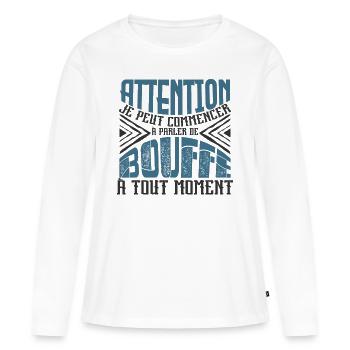 Avertissement, bouffe à tout moment. - T-shirt manches longues Premium bio Femme - blanc - Devant - Julia (174cm)