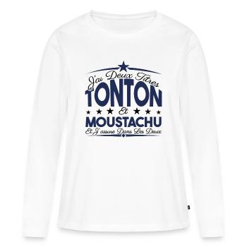 J'ai deux titres tonton et moustachu. Cadeau. - T-shirt manches longues Premium bio Femme - blanc - Devant - Julia (174cm)