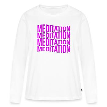 méditation - T-shirt manches longues Premium bio Femme - blanc - Devant - Julia (174cm)