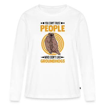 Marmotte Marmotte Marmotte de la forêt Marmotte - T-shirt manches longues Premium bio Femme - blanc - Devant - Julia (174cm)