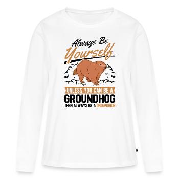 Marmotte Marmotte Marmotte de la forêt Marmotte - T-shirt manches longues Premium bio Femme - blanc - Devant - Julia (174cm)