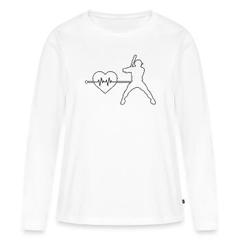 Battements de cœur de baseball - T-shirt manches longues Premium bio Femme - blanc - Devant - Julia (174cm)