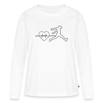 Battement de cœur du parkour - T-shirt manches longues Premium bio Femme - blanc - Devant - Julia (174cm)