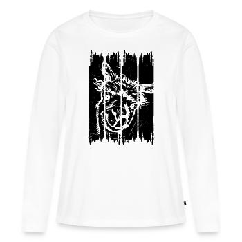 Llama Head Alpaga Llama Farmer - Llamas Llama - T-shirt manches longues Premium bio Femme - blanc - Devant - Julia (174cm)