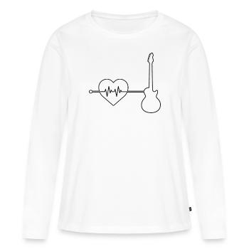E Guitare Heartbeat - T-shirt manches longues Premium bio Femme - blanc - Devant - Julia (174cm)