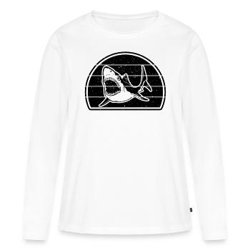 Shark Fish Shark Lover Sharkfish Great White Shark - Frauen Premium Bio Langarmshirt - Weiß - Vorne - Julia (174cm)