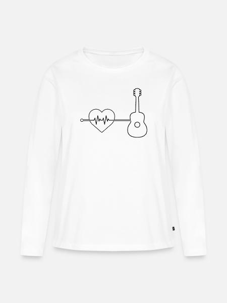 Gitarre Herzschlag - Frauen Premium Bio Langarmshirt - Weiß