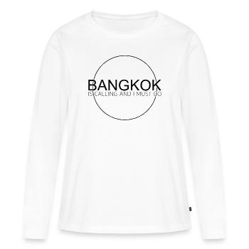 Bangkok Spruch - Frauen Premium Bio Langarmshirt - Weiß - Vorne - Julia (174cm)
