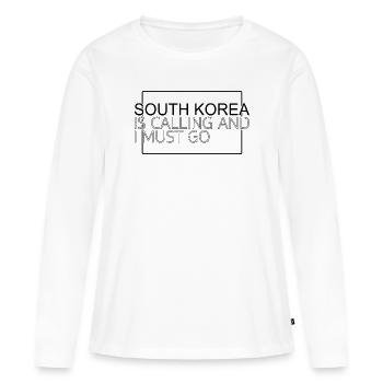 Corée du Sud - T-shirt manches longues Premium bio Femme - blanc - Devant - Julia (174cm)