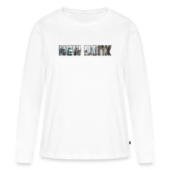 New York - T-shirt manches longues Premium bio Femme - blanc - Devant - Julia (174cm)