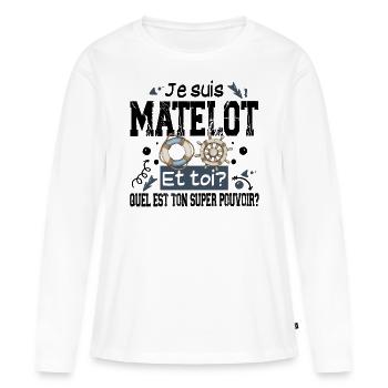 Matelot Super Pouvoir Militaire Marine Nationale - T-shirt manches longues Premium bio Femme - blanc - Devant - Julia (174cm)