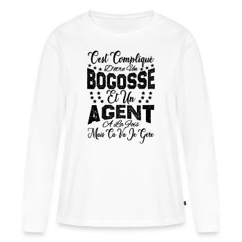 c'est compliqué d'être un Bogosse et un Agent. - T-shirt manches longues Premium bio Femme - blanc - Devant - Julia (174cm)