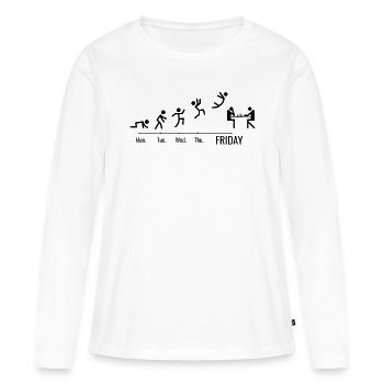 Jeu d’échecs - T-shirt manches longues Premium bio Femme - blanc - Devant - Julia (174cm)