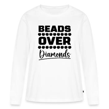 Perles sur Diamants Perles Perles Perles Bijoux Perlée Perlière - T-shirt manches longues Premium bio Femme - blanc - Devant - Julia (174cm)