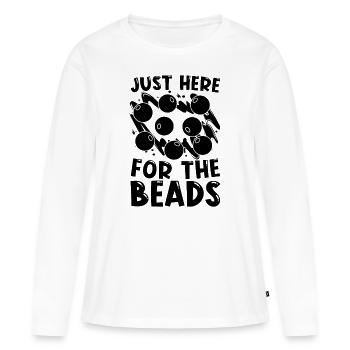 Juste ici pour le perlage Perle Bijoux Perle - T-shirt manches longues Premium bio Femme - blanc - Devant - Julia (174cm)