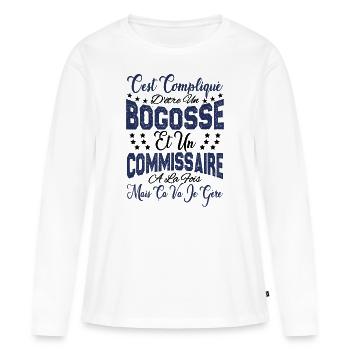 c'est compliqué être un Bogosse et un Commissaire. - T-shirt manches longues Premium bio Femme - blanc - Devant - Julia (174cm)