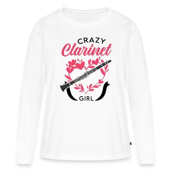 Clarinette Clarinette Clarinette Clarinette Clarinettiste - T-shirt manches longues Premium bio Femme - blanc - Devant - Julia (174cm)