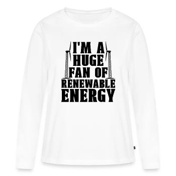 Je suis un grand fan de technicien en turbine d’énergie verte - T-shirt manches longues Premium bio Femme - blanc - Devant - Julia (174cm)