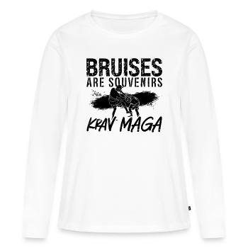 Les ecchymoses sont des souvenirs Krav Maga Combat Fighter - T-shirt manches longues Premium bio Femme - blanc - Devant - Julia (174cm)