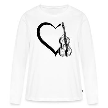 Double Bass Heart Double Bass Lover Double Bassist - Women's Premium Organic Long Sleeve Shirt - white - Front - Julia (174cm)