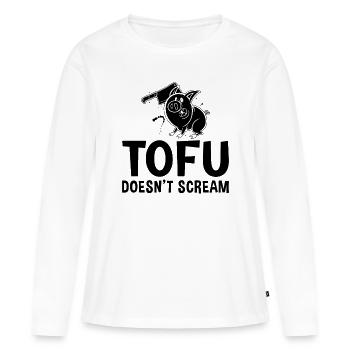 Tofu Doesn't Scream Veganism No Meat Vegan Lover - Frauen Premium Bio Langarmshirt - Weiß - Vorne - Julia (174cm)