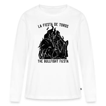 La Fiesta De Toros aime le torero à cheval - T-shirt manches longues Premium bio Femme - blanc - Devant - Julia (174cm)