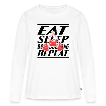 Alimentation Sommeil Musculation - T-shirt manches longues Premium bio Femme - blanc - Devant - Julia (174cm)