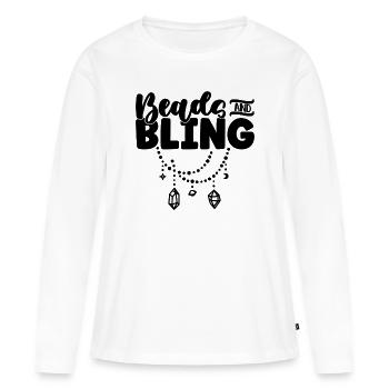 Perles et perles Bling Perle Perlage Bijoux Perle - T-shirt manches longues Premium bio Femme - blanc - Devant - Julia (174cm)