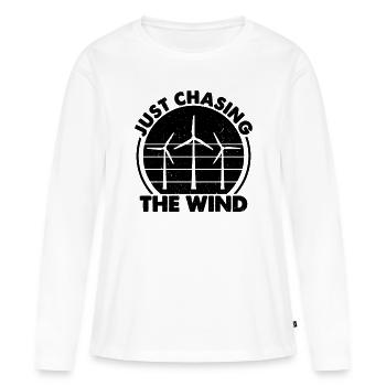 Juste à la poursuite du technicien en turbine d’énergie verte - T-shirt manches longues Premium bio Femme - blanc - Devant - Julia (174cm)