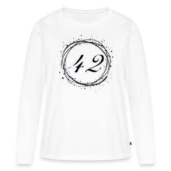 42 - Frauen Premium Bio Langarmshirt - Weiß - Vorne - Julia (174cm)