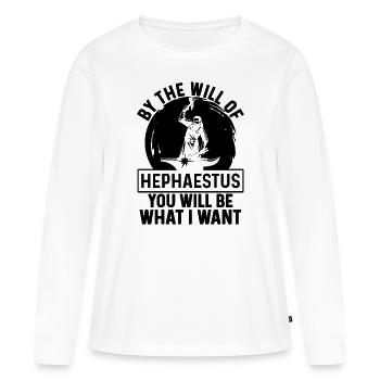 Par la volonté d’Héphaïstos forgerons ferronniers - T-shirt manches longues Premium bio Femme - blanc - Devant - Julia (174cm)