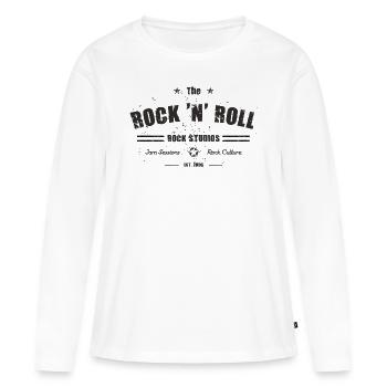 ROCK 'N' ROLL ROCK STUDIOS - T-shirt manches longues Premium bio Femme - blanc - Devant - Julia (174cm)