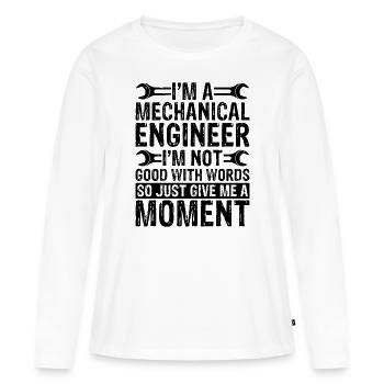 Je suis ingénieur en mécanique, je ne suis pas ingénieur civil - T-shirt manches longues Premium bio Femme - blanc - Devant - Julia (174cm)