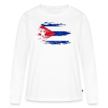 Drapeau cubain utilisé - T-shirt manches longues Premium bio Femme - blanc - Devant - Julia (174cm)
