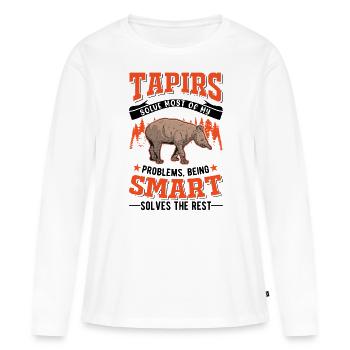 Tapir Tapir des plaines Tapirdae Tapir - T-shirt manches longues Premium bio Femme - blanc - Devant - Julia (174cm)