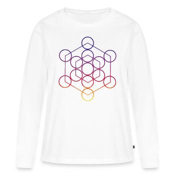 Cercles - Graphisme - Géométrie - Géométrie - T-shirt manches longues Premium bio Femme - blanc - Devant - Julia (174cm)