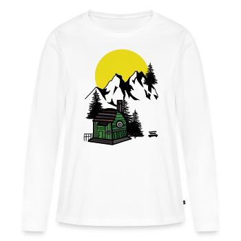 Montagnes Clair de lune Émotion Solitude Montagnes silencieuses - T-shirt manches longues Premium bio Femme - blanc - Devant - Julia (174cm)