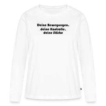 Pilates - Deine Bewegungen, deine Kontrolle, - Frauen Premium Bio Langarmshirt - Weiß - Vorne - Julia (174cm)