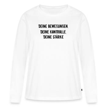 Pilates - Deine Bewegungen, deine Kontrolle, - Frauen Premium Bio Langarmshirt - Weiß - Vorne - Julia (174cm)