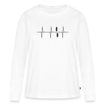 Weizen EKG Herzschlag Getreide - Frauen Premium Bio Langarmshirt - Weiß - Vorne - Julia (174cm)