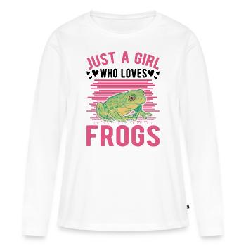 Grenouille Fille Rainette - T-shirt manches longues Premium bio Femme - blanc - Devant - Julia (174cm)